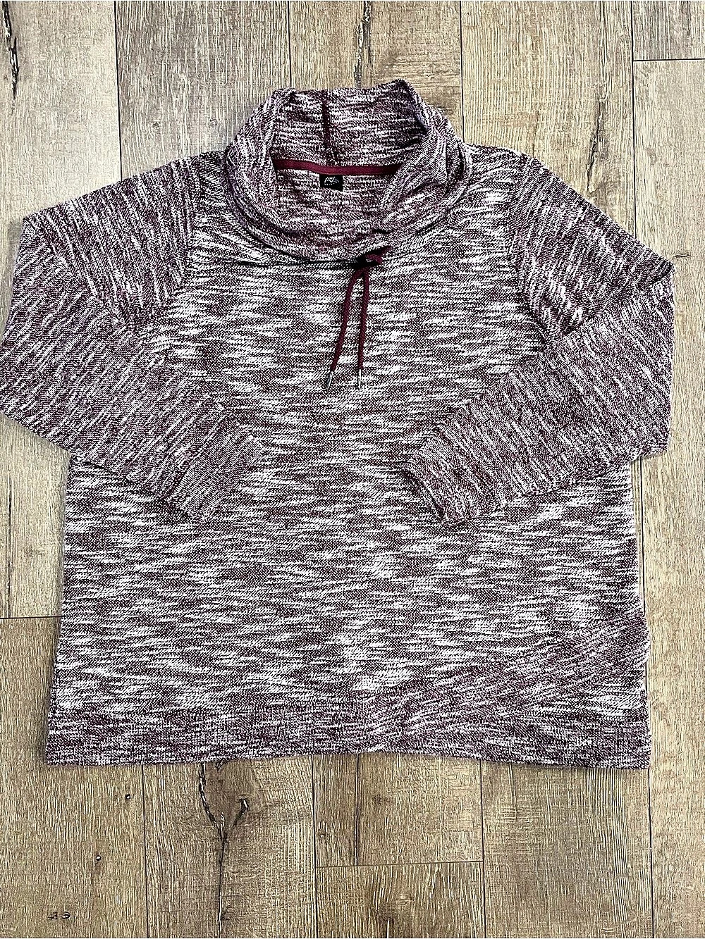 Ave Leisure Women's Cowl Neck Knit Top Burgundy & White Size 18/20 Like New